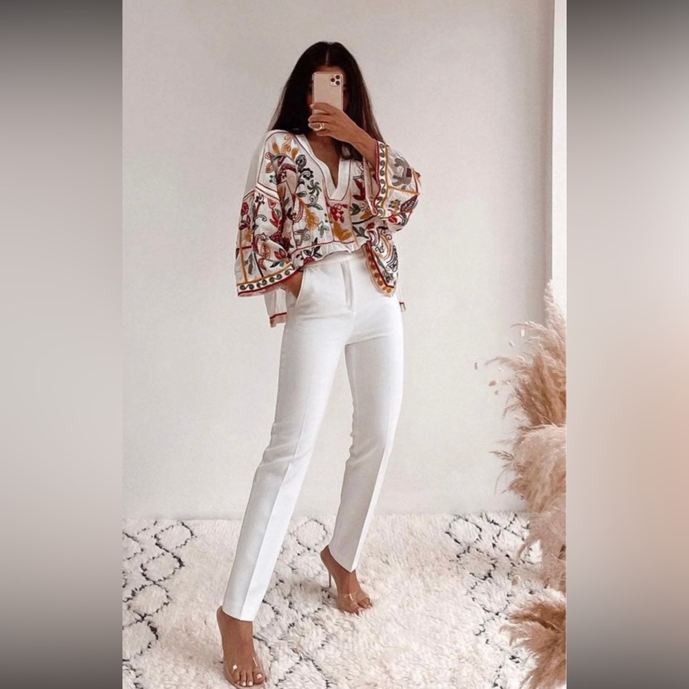 Zara white tuxedo pants